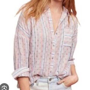 Anthropologie Maeve Multicolor Striped Button Down Shirt